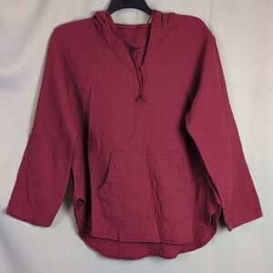 Casual Maroon Hoodie for Women Lightweight Gauzey Fabric
